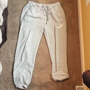 Nike Gray Sweatpants Elastic Cuffs Cotton-Blend